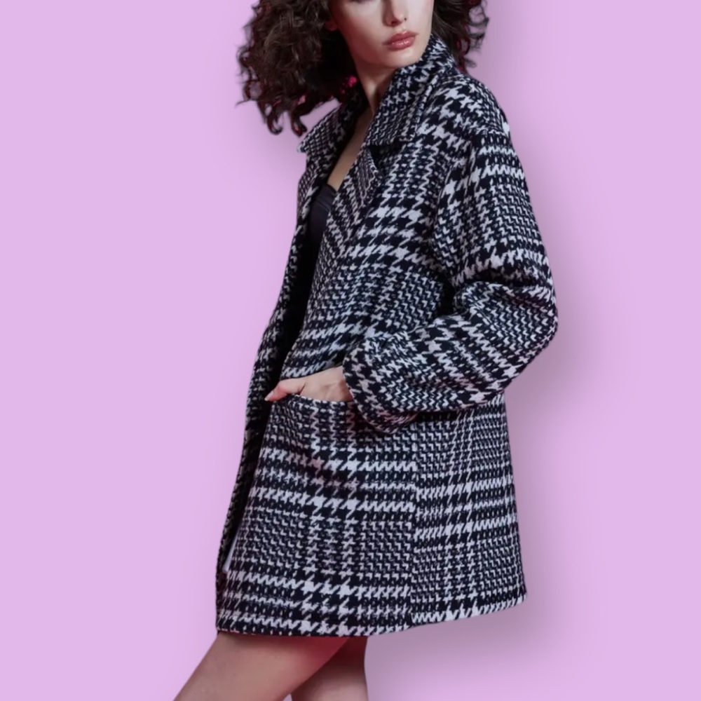 NWOT Avec Les Filles Hundstooth Longline Blazer